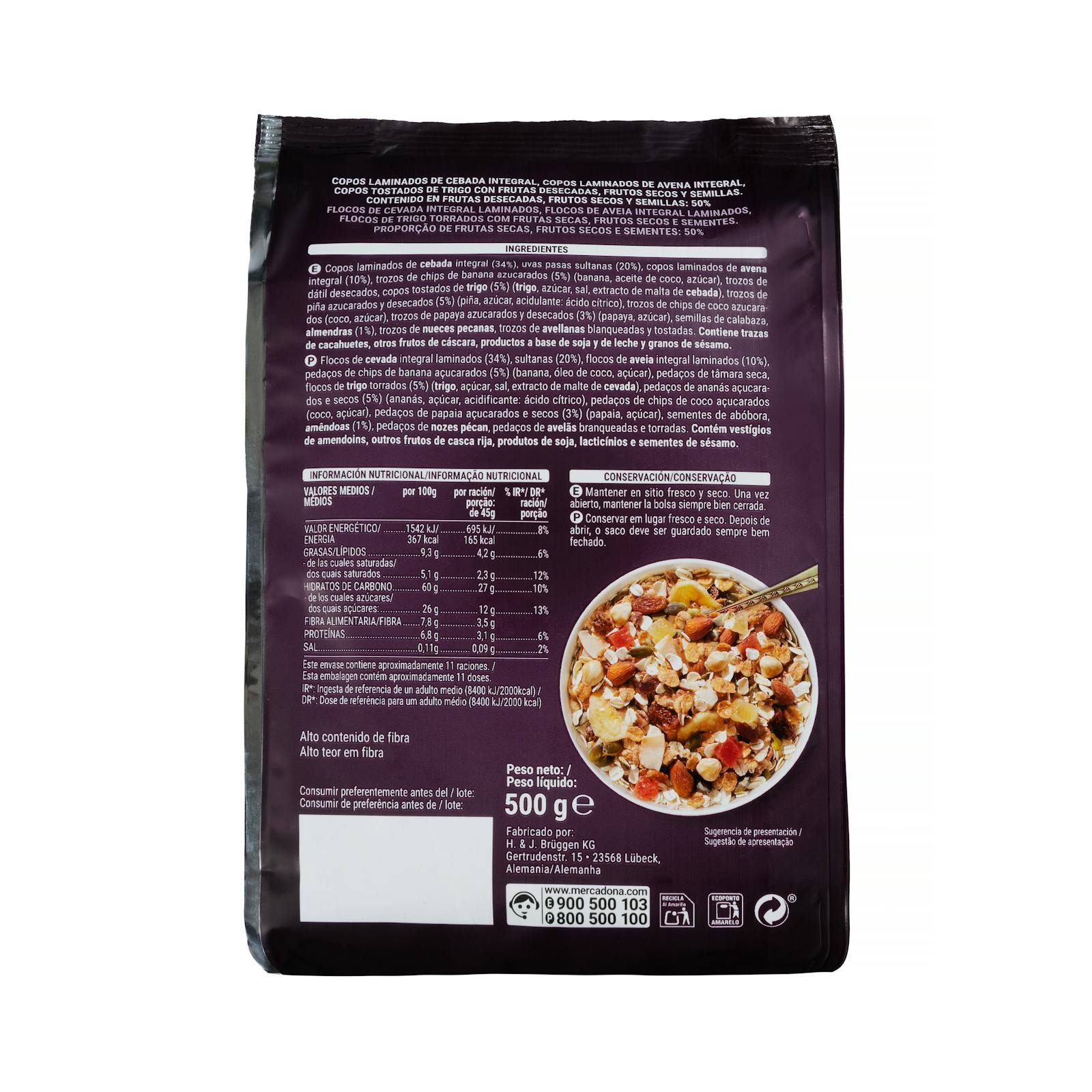 Hacendado Muesli 50% fruits et noix