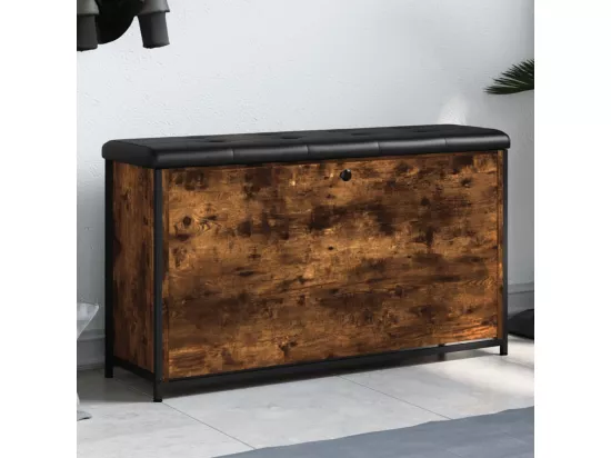 Banc à chaussures tiroir rabattable chêne fumé 102x32x56 cm