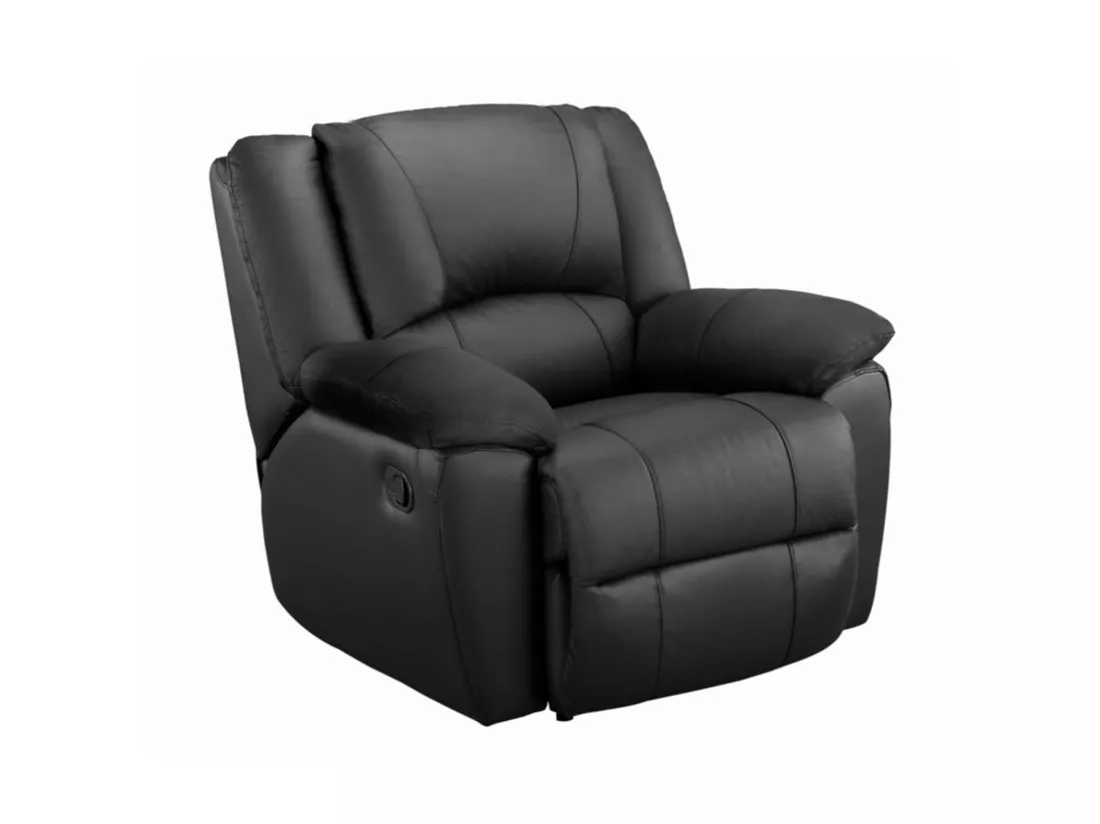 Fauteuil relax en cuir AROMA - Noir