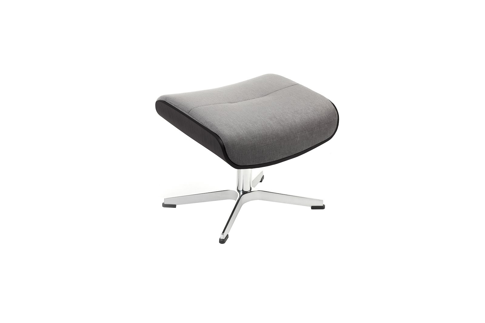 Air krakk I tekstil Evita 1373-41 Concrete, standard svingfot alu. Skrog i sortbeiset eik