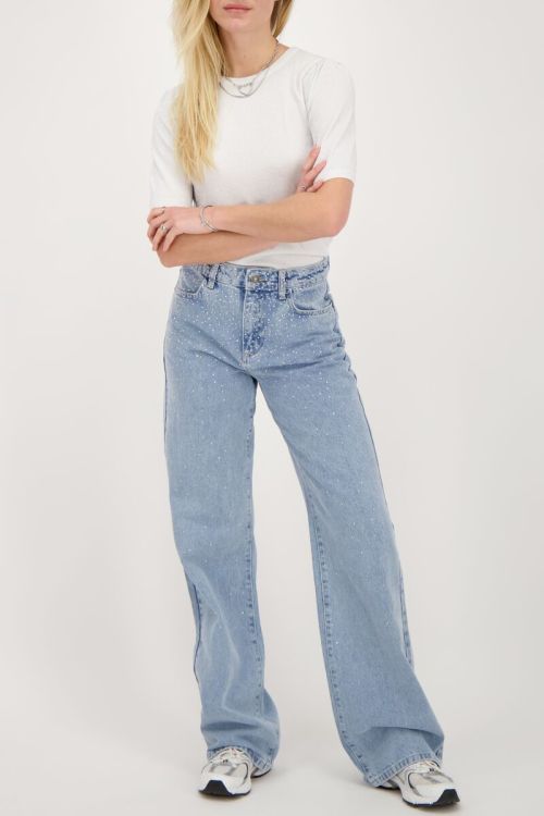 Zilverkleurige lurex top met korte mouwen