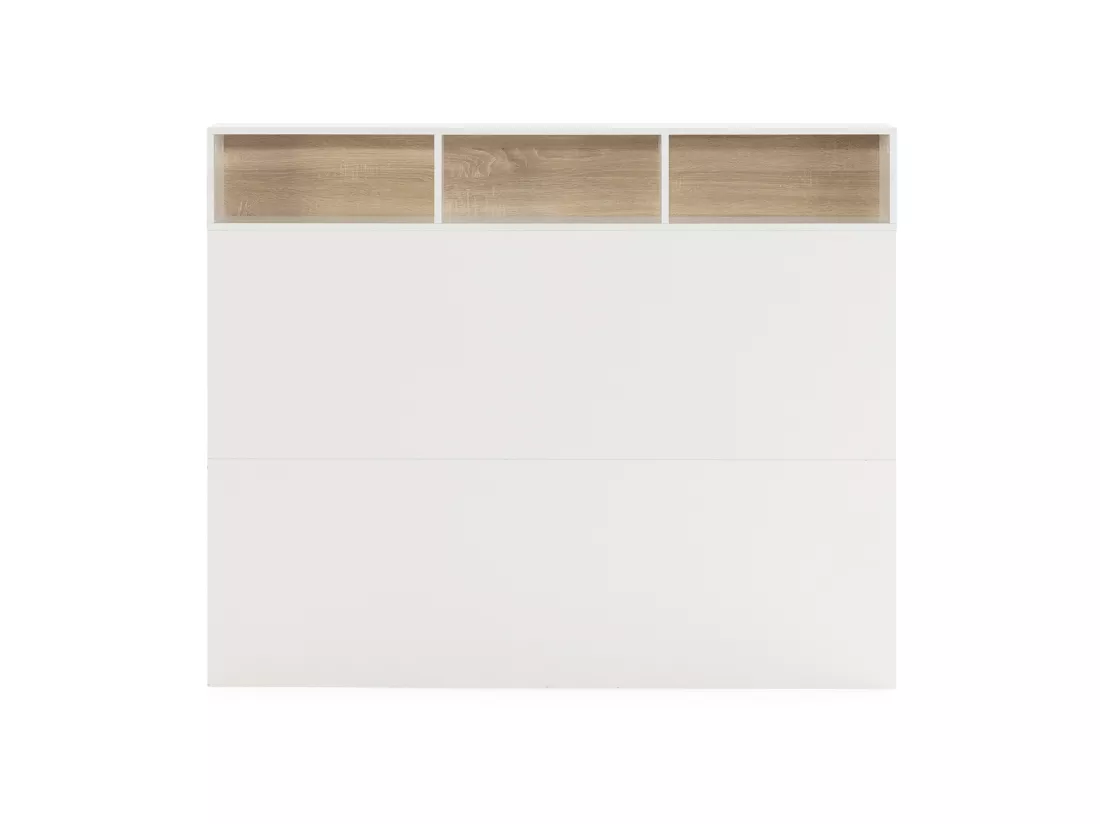 Tête de lit Zeus 95 cm blanc, 2 portes 9 trous