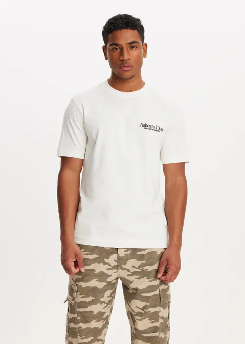 T-shirt met print rose garden off-white (WIT.O)