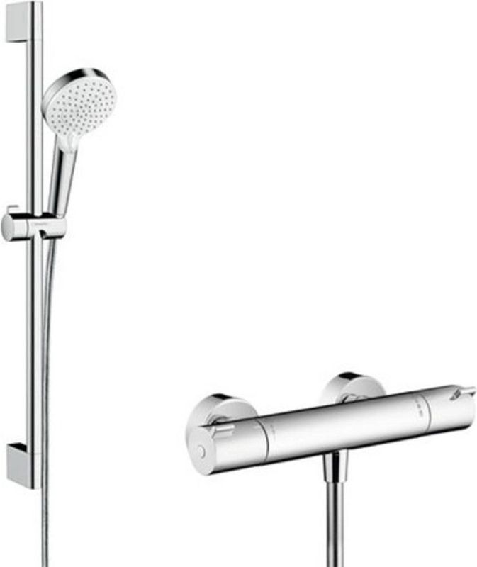 Hansgrohe - Crometta Vario - Renovatieset - Wit/Chroom - Inclusief Ecostat 1001 CL Thermostaat