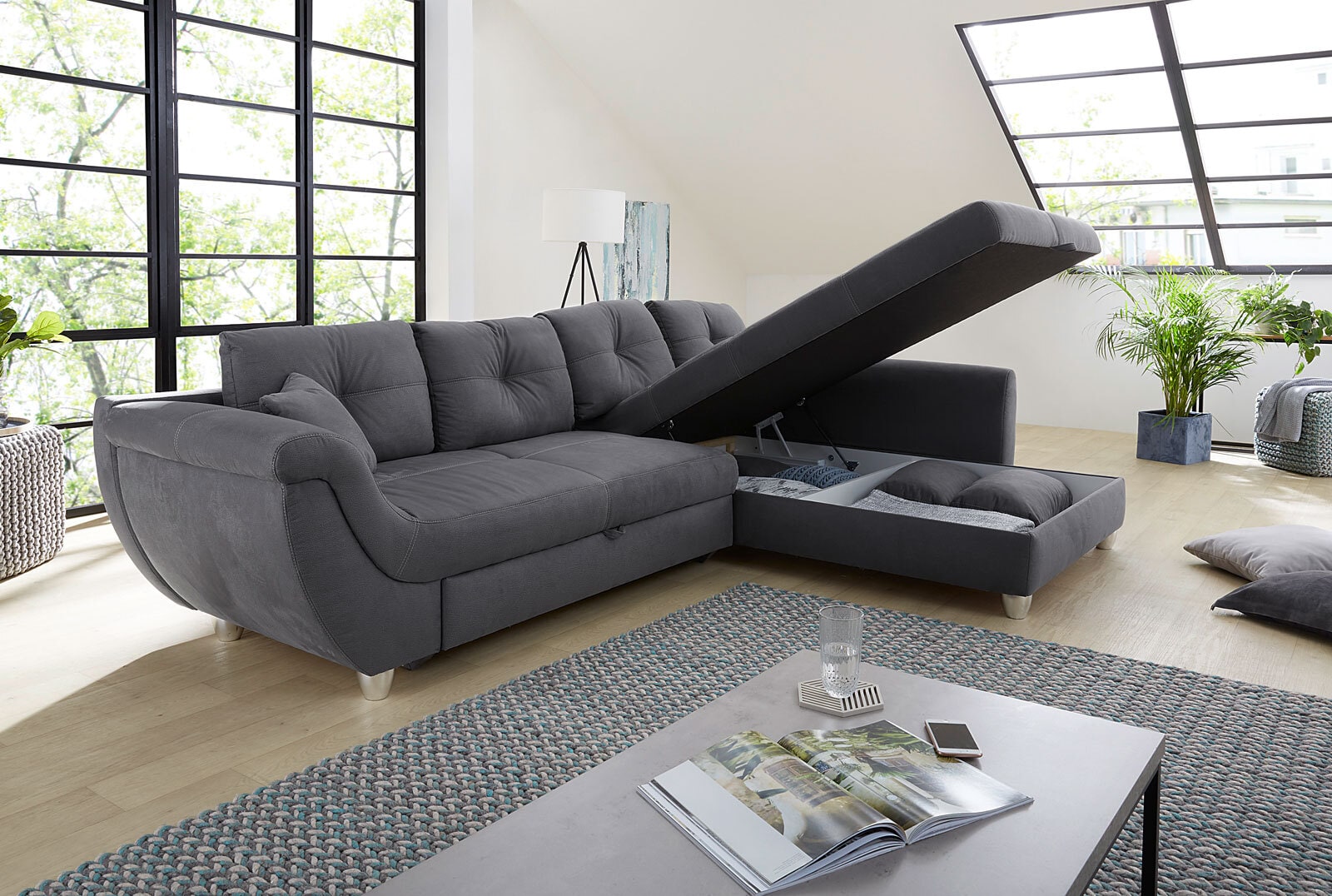 Ecksofa MACARIO 330 x 207 cm grau