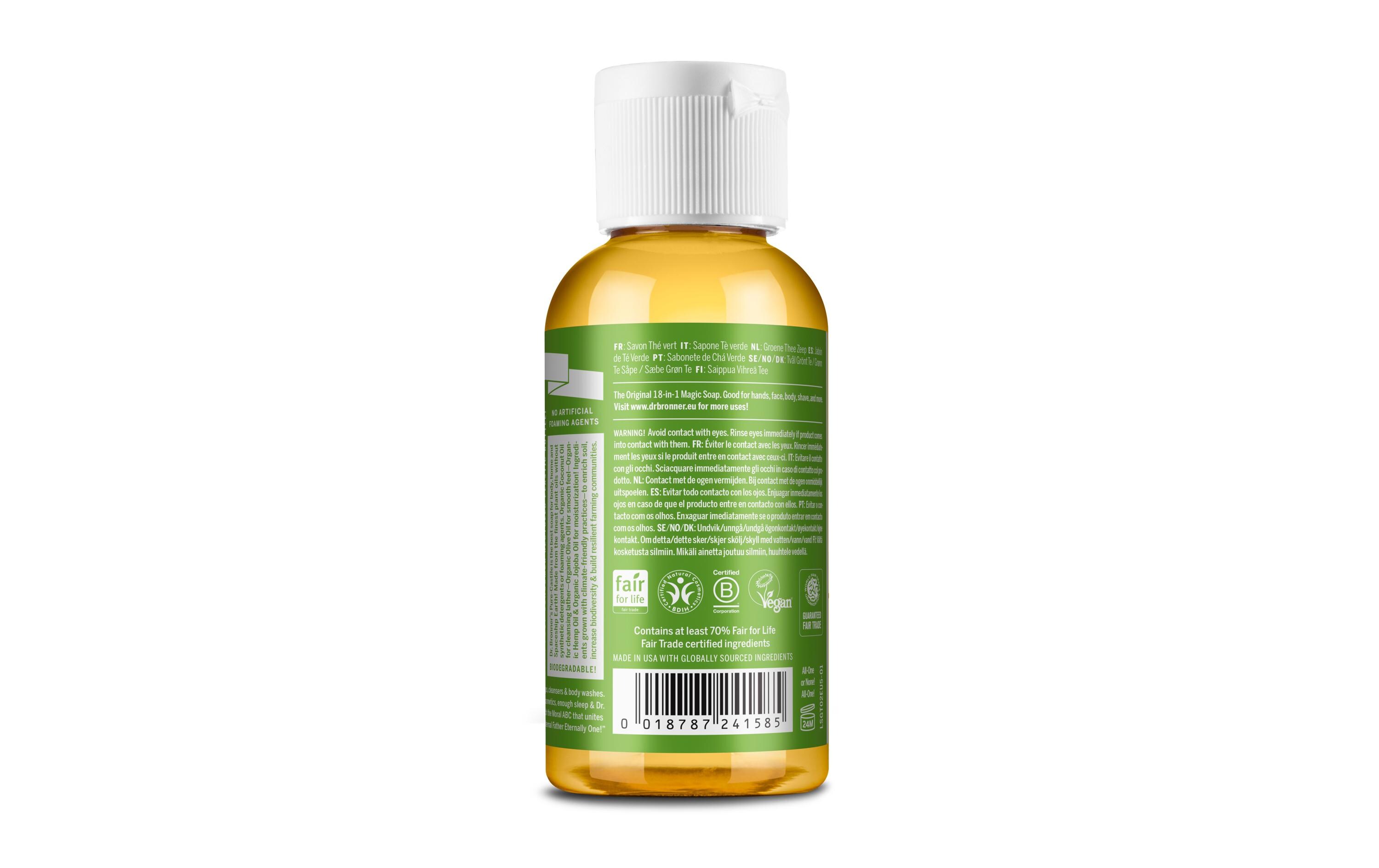 Flüssigseife 18 in 1 Green Tea 60 mlReine Naturseife mit dem belebenden Duft von Grüntee
