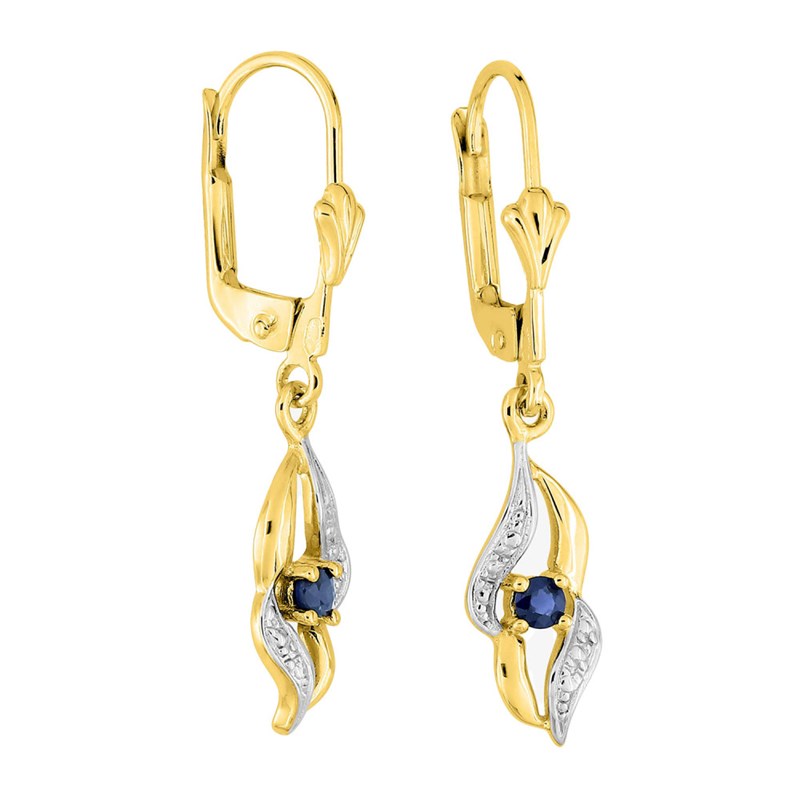Boucles d'oreilles Femme pendantes - saphir - Or 18 Carats