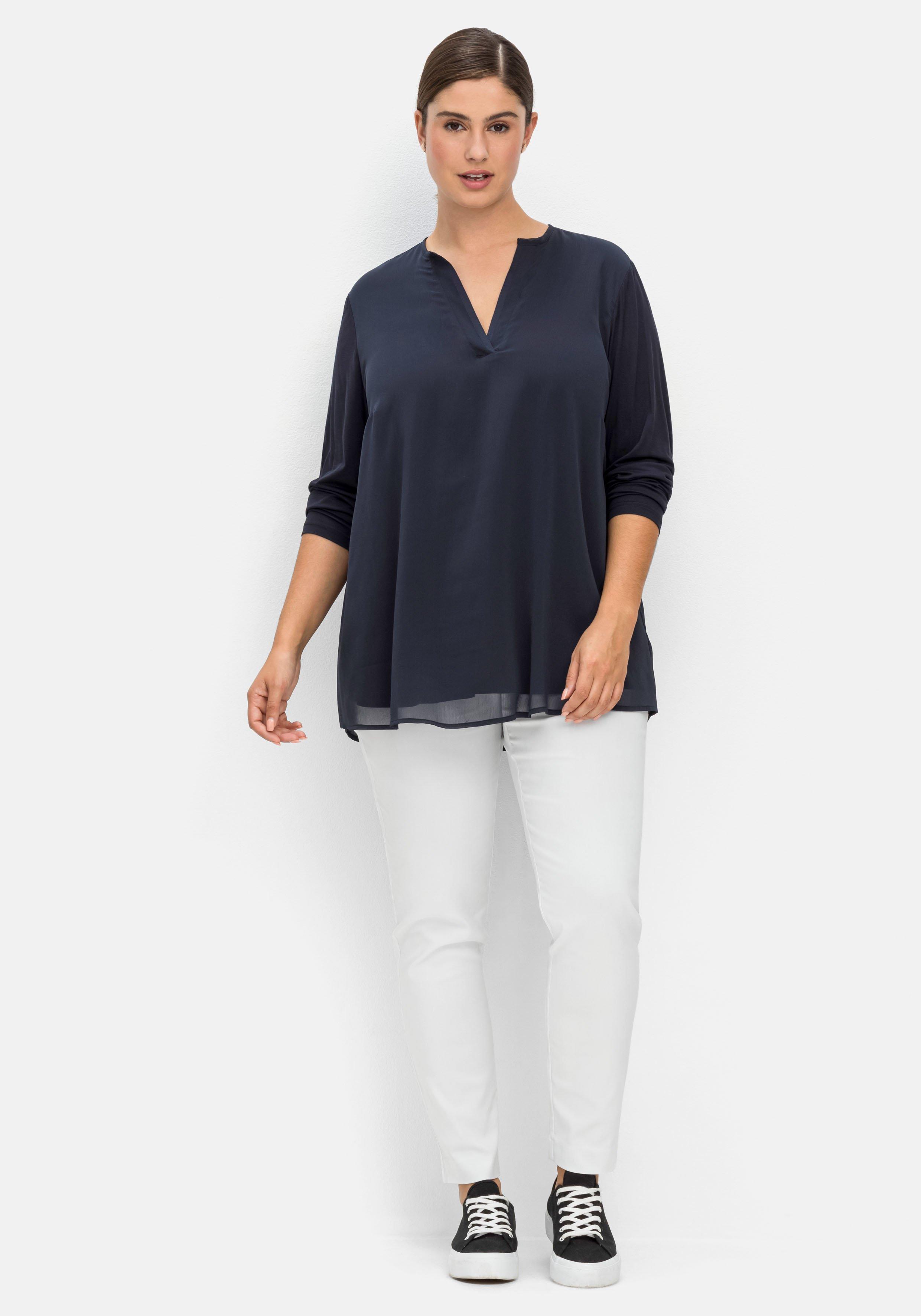 Tunika im Lagenlook aus Chiffon und Jersey
