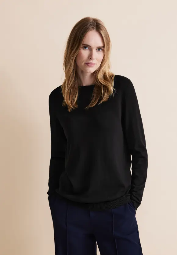 Basic Feinstrickpullover - Black