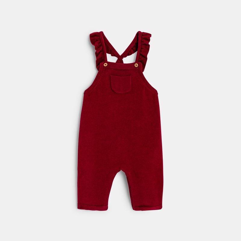 Salopette en maille tricot et body pointelle rose naissance