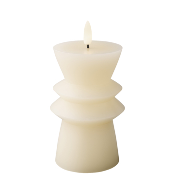 Lumineo wax kaars creme warm wit LED verlichting 14,7 cm
