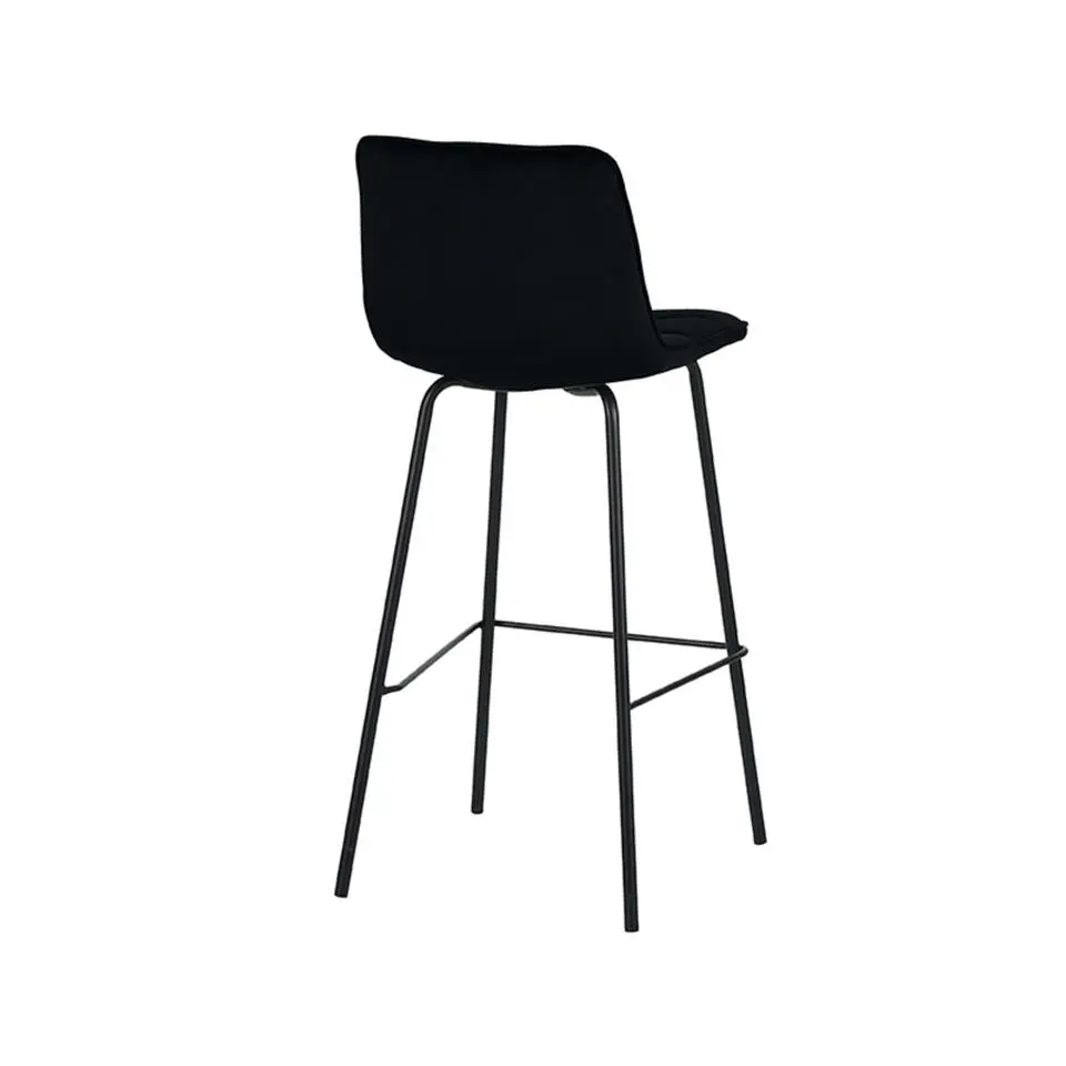 LABEL51 Barkruk Bistro - Zwart - Fluweel - set van 2