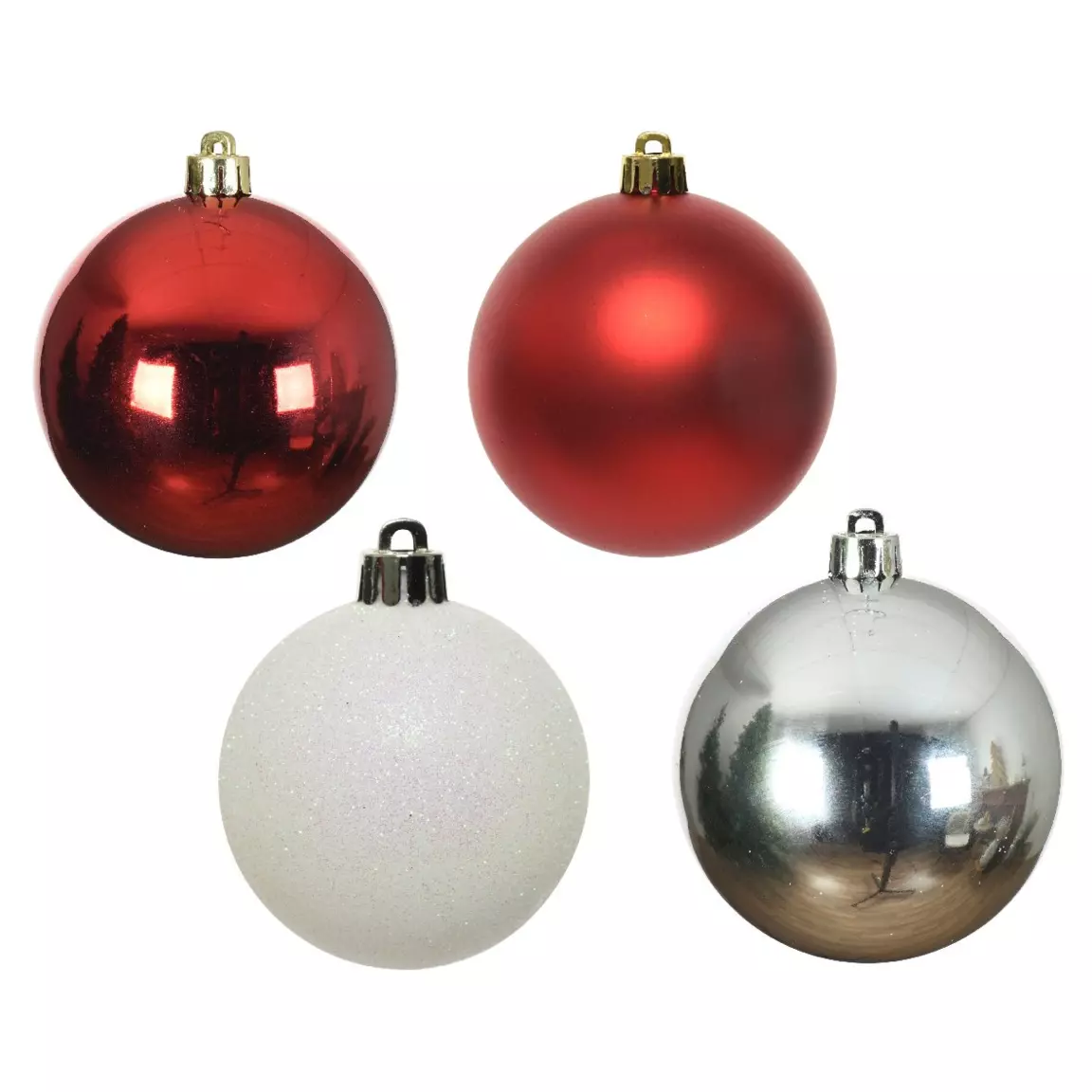 Lot de 30 boules de Noël (D60 mm) Alpine multi Blanc / Rouge
