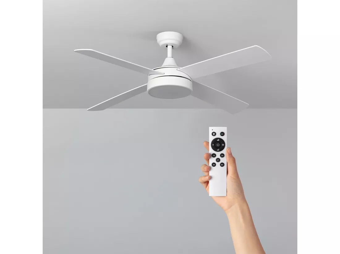 Ventilateur de Plafond Silencieux Timor Blanc 132cm Moteur DC Blanc