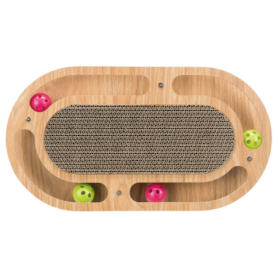 Trixie Kratzpappe mit Spielzeug und Katzenminze 25x46x4cm