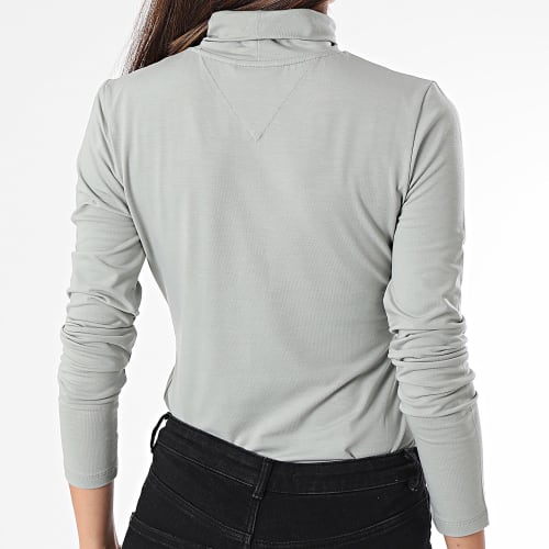 Tee Shirt Manches Longues Col Roulé Femme XS Badge 6495 Vert Kaki Clair