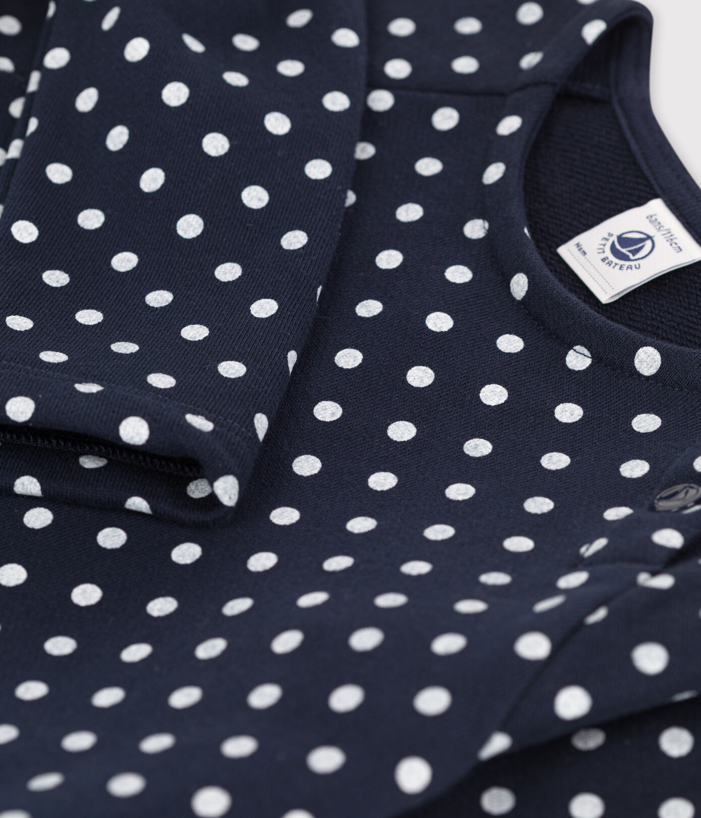 Robe à pois manches longues en molleton enfant fille