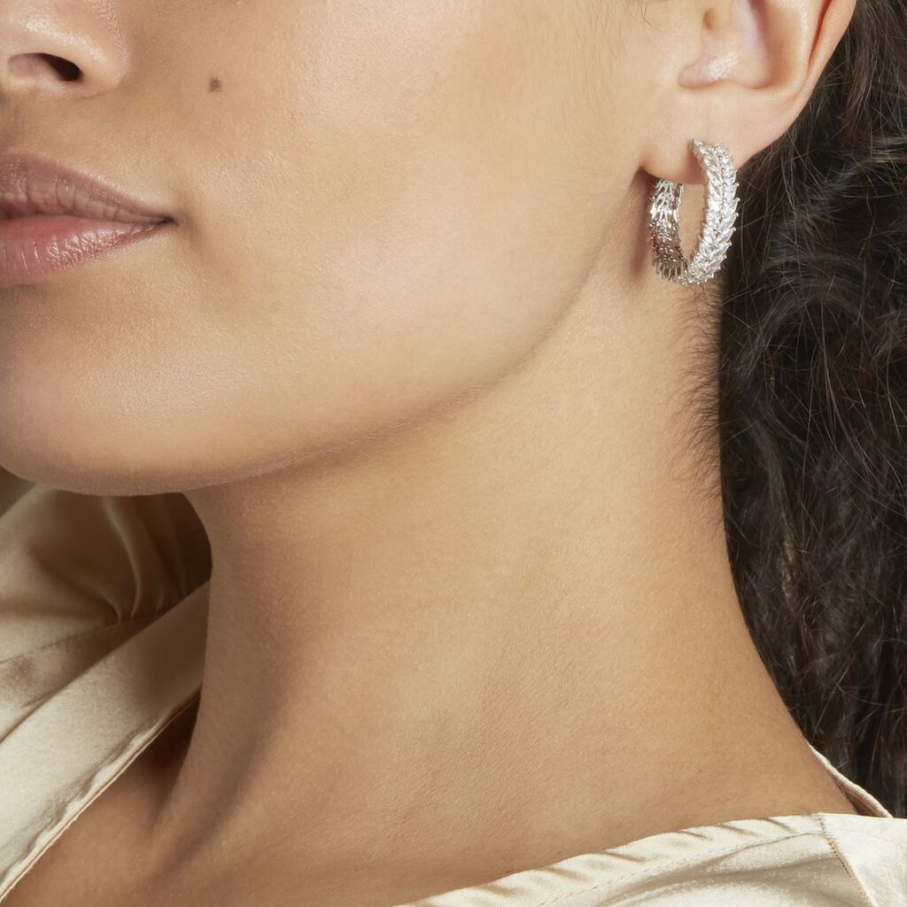 Créoles Jovan Argent Blanc Oxyde De Zirconium