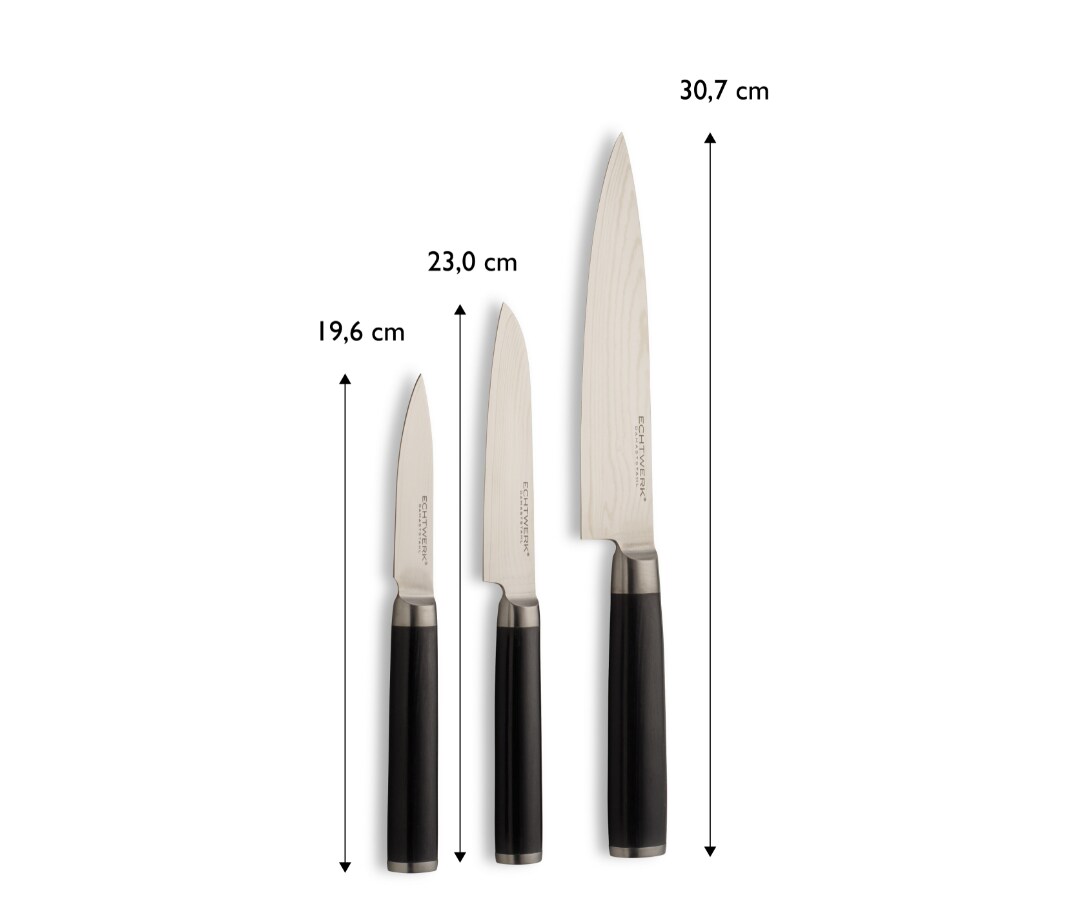 Echtwerk Damaszener Messer-Set, 3-teilig, Küchenmesser-Set