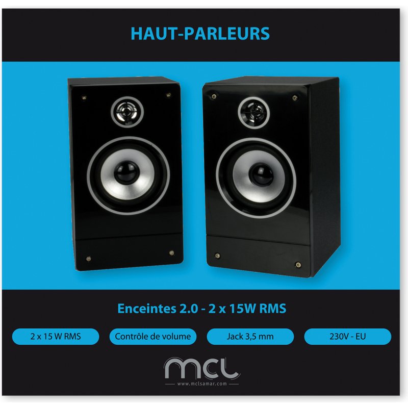 MCL HP-2015W haut-parleur 2-voies Noir Avec fil 30 W