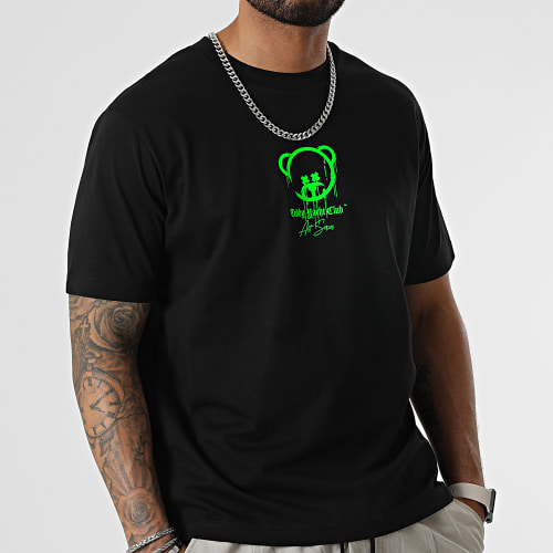 Tee Shirt Oversize Large Art Series Marker Noir Vert Fluo