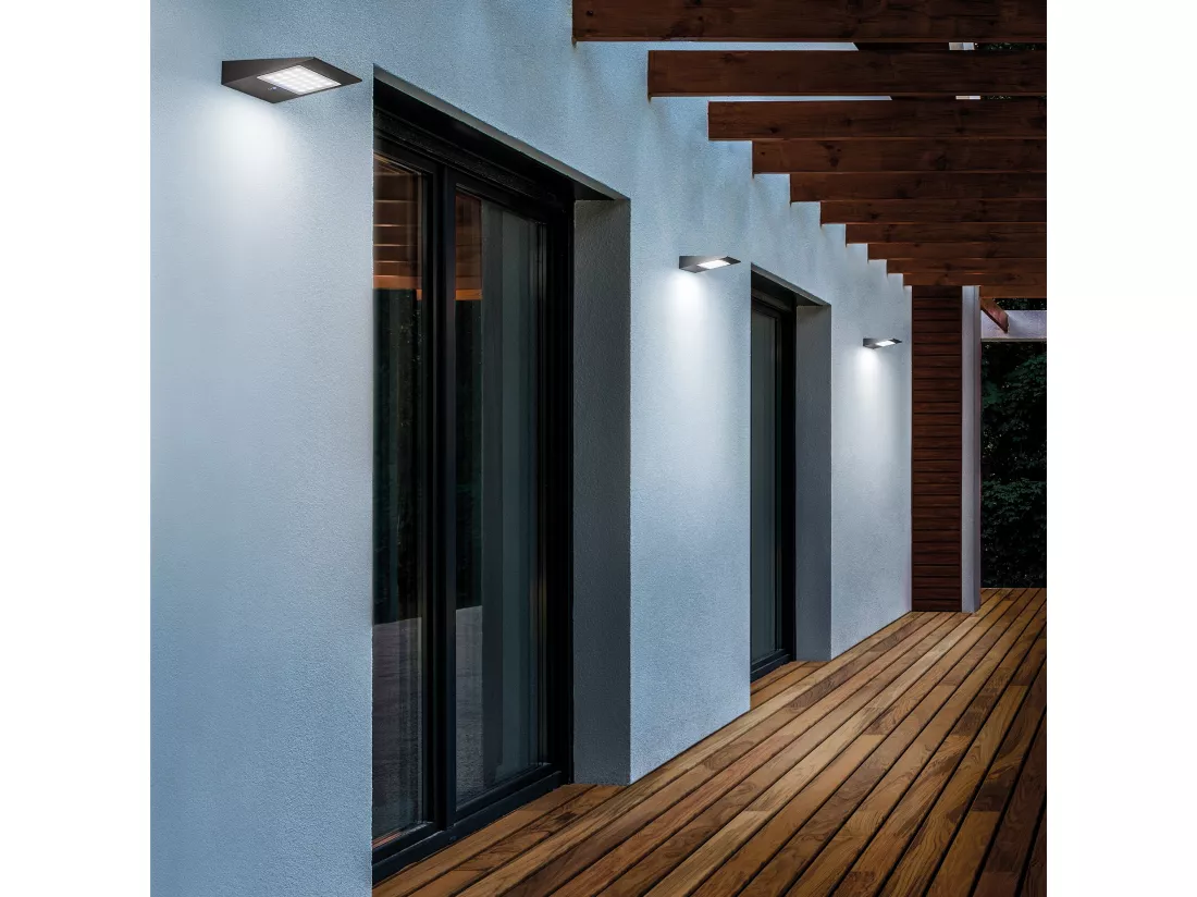 Applique solaire LED 2,2w à piles avec photovoltaïque IP54 gris foncé