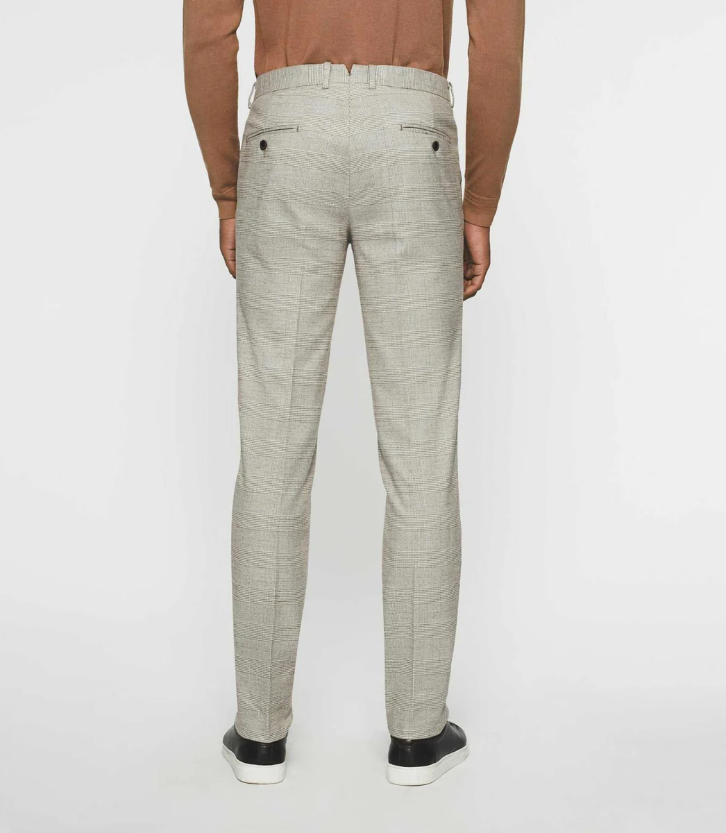 Pantalon à carreaux esprit Prince de Galles beige FSWING