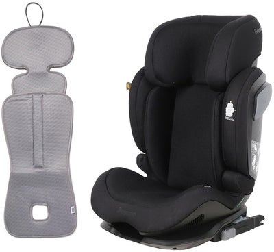 Beemoo Recline i-Size Beltestol inkl. Ventilerende Pute, Black Mesh/Grey