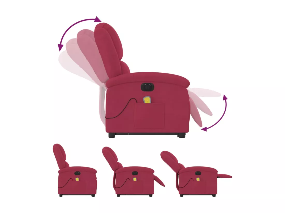 Fauteuil inclinable massant électrique rouge bordeaux