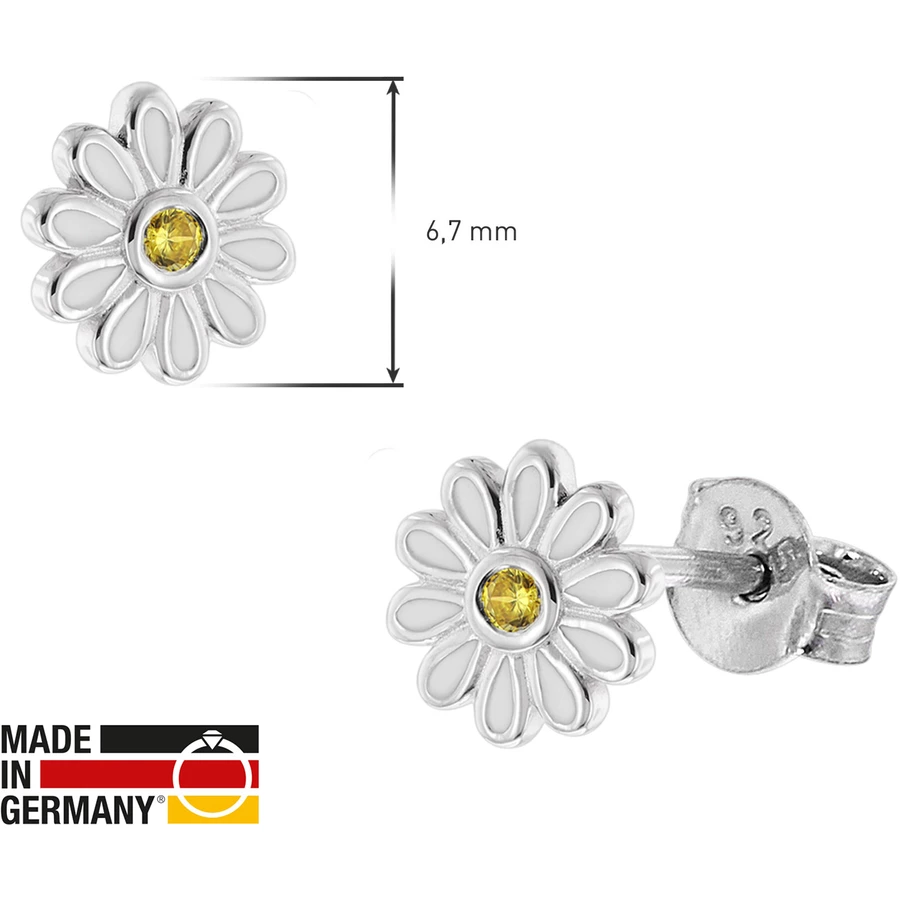 trendor Mädchen-Ohrringe Ohrstecker 925 Silber Blume Weiß silver