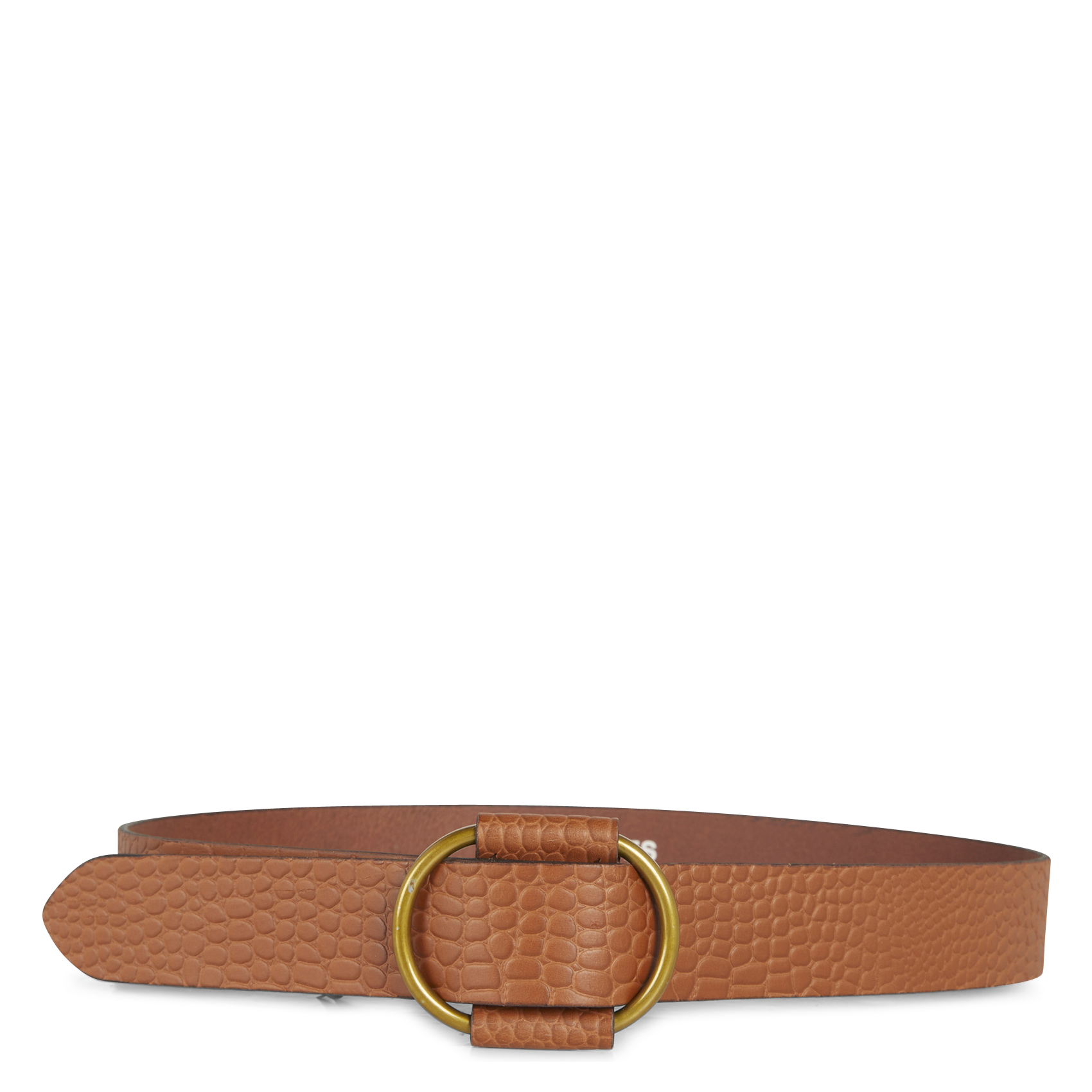 Ceinture à boucle en cuir aspect python| Doré