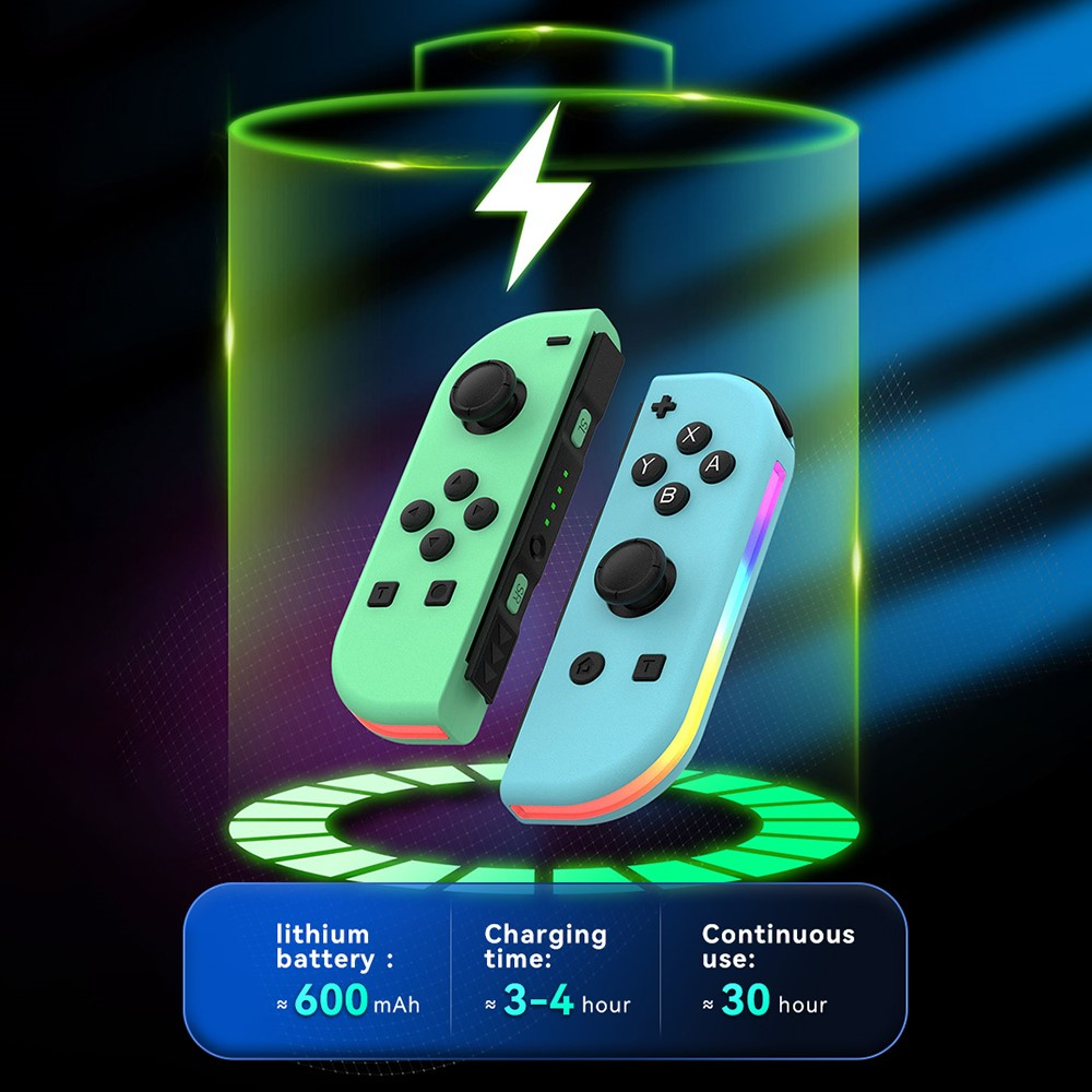 (2er Set) Wireless Controller Gamepad mit RGB Beleuchtung kompatibel mit Switch / OLED - Grau