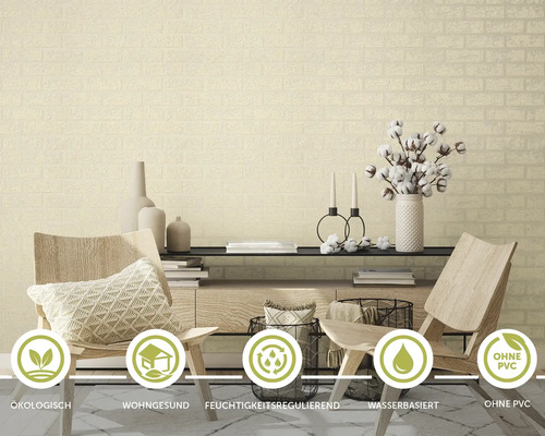 Vliesbehang klei 5401 steenlook beige wit overschilderbaar