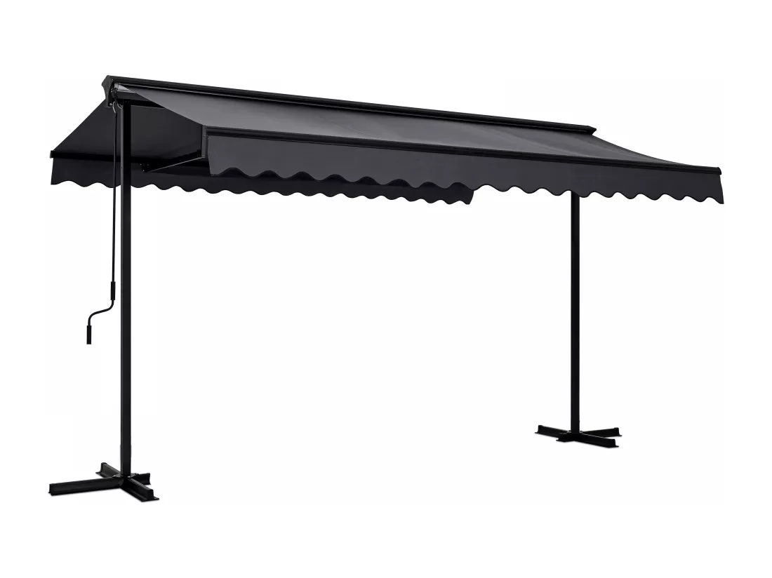 Store mobile électrique 4x3m et 4 dalles lestées gris