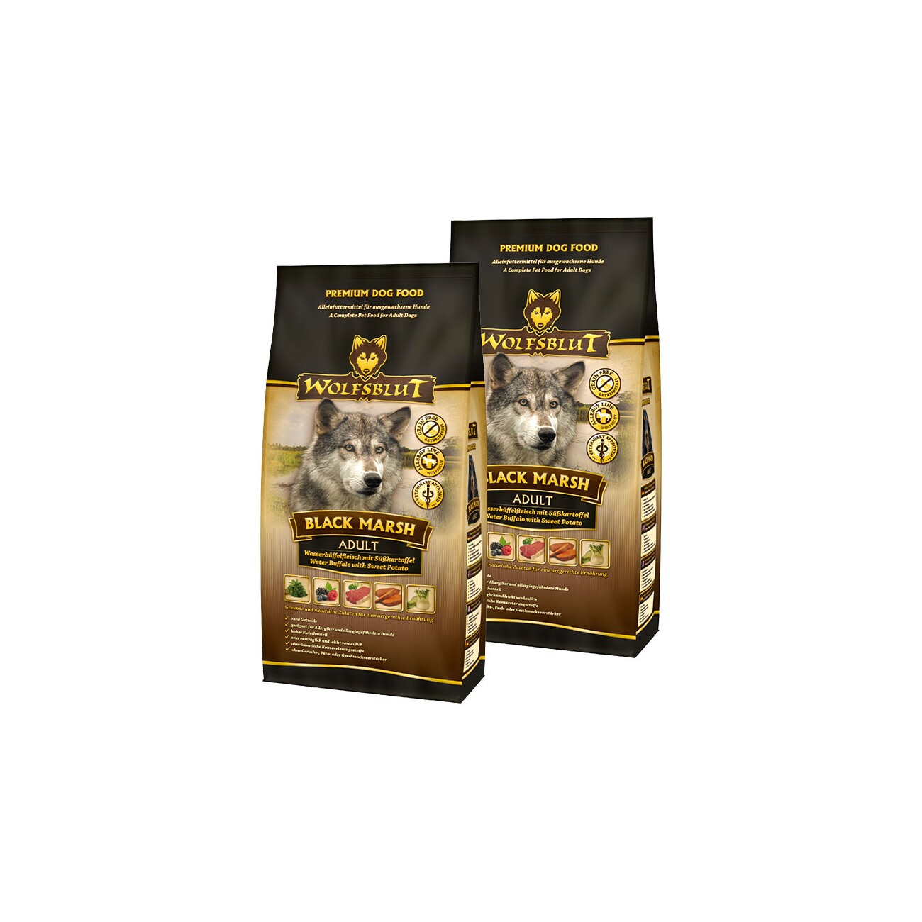 WOLFSBLUT Black Marsh, Wasserbüffel mit Süßkartoffel 2x2 kg