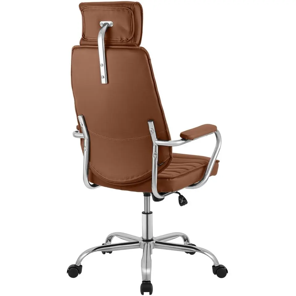 CLP Bureaustoel Rako chroom Frame - Kunstleer - licht bruin