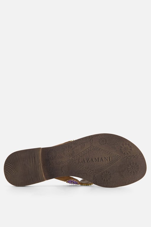 Lazamani Slippers cognac Leer