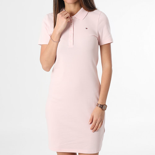 Robe Polo Manches Courtes Slim Femme Piqué 7853 Rose
