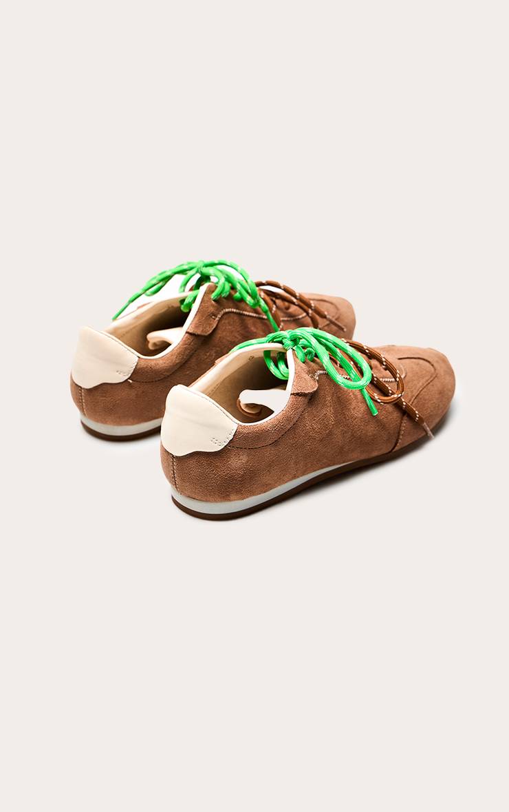 Camel Baskets À Lacets Contrastés En Synthétique