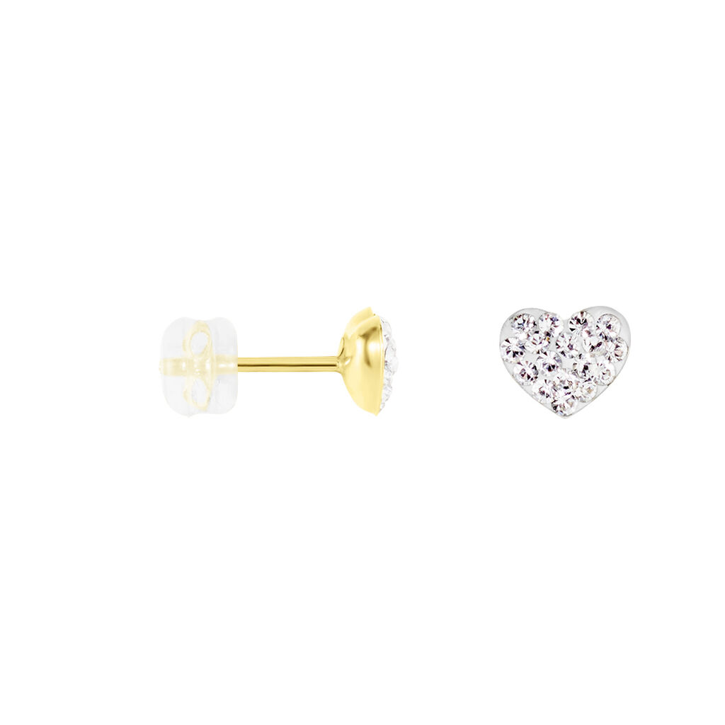 Boucles D'oreilles Puces Or Jaune Ianuaria Cristal