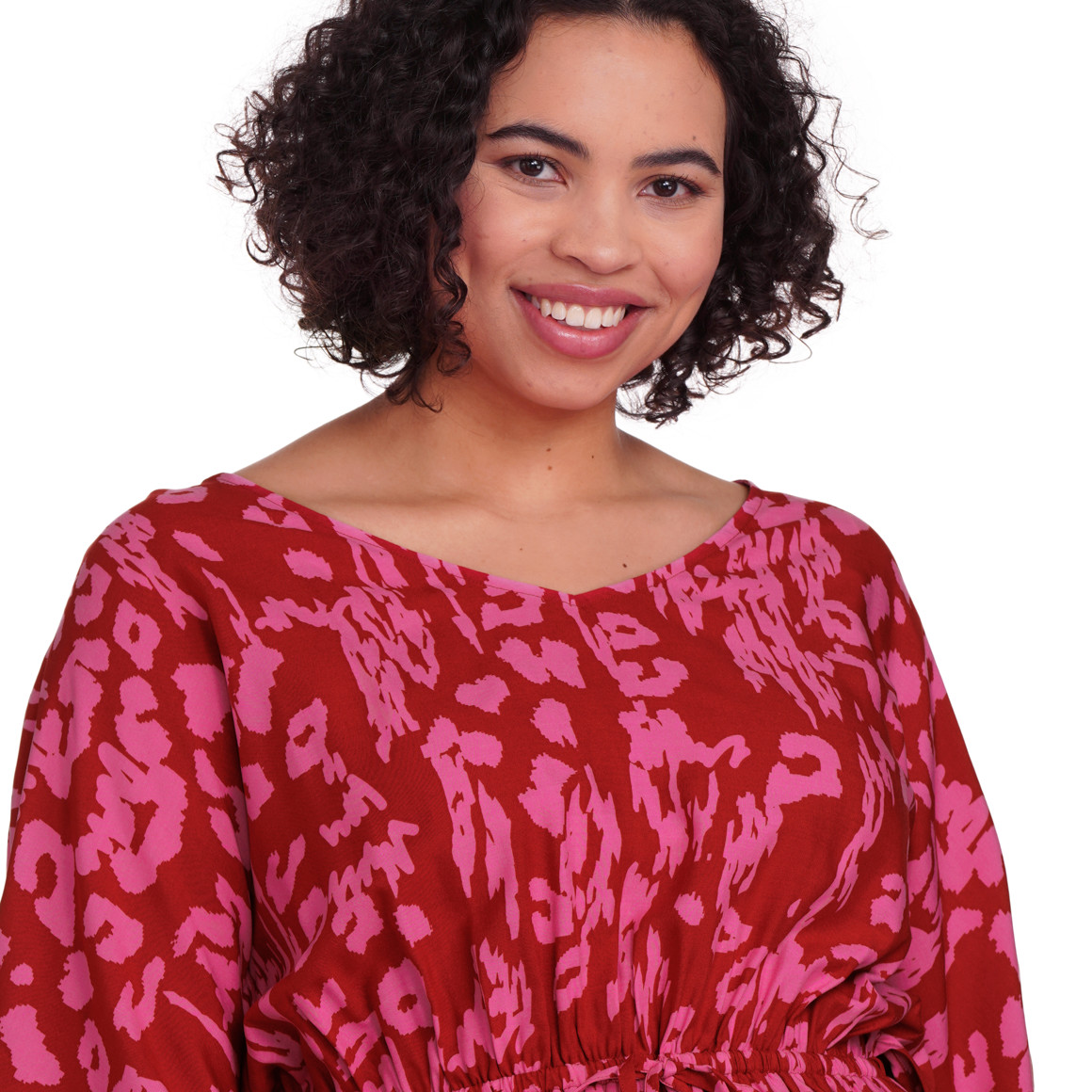 Gina Benotti Damen Maxikleid mit Allover-Print pink / rot