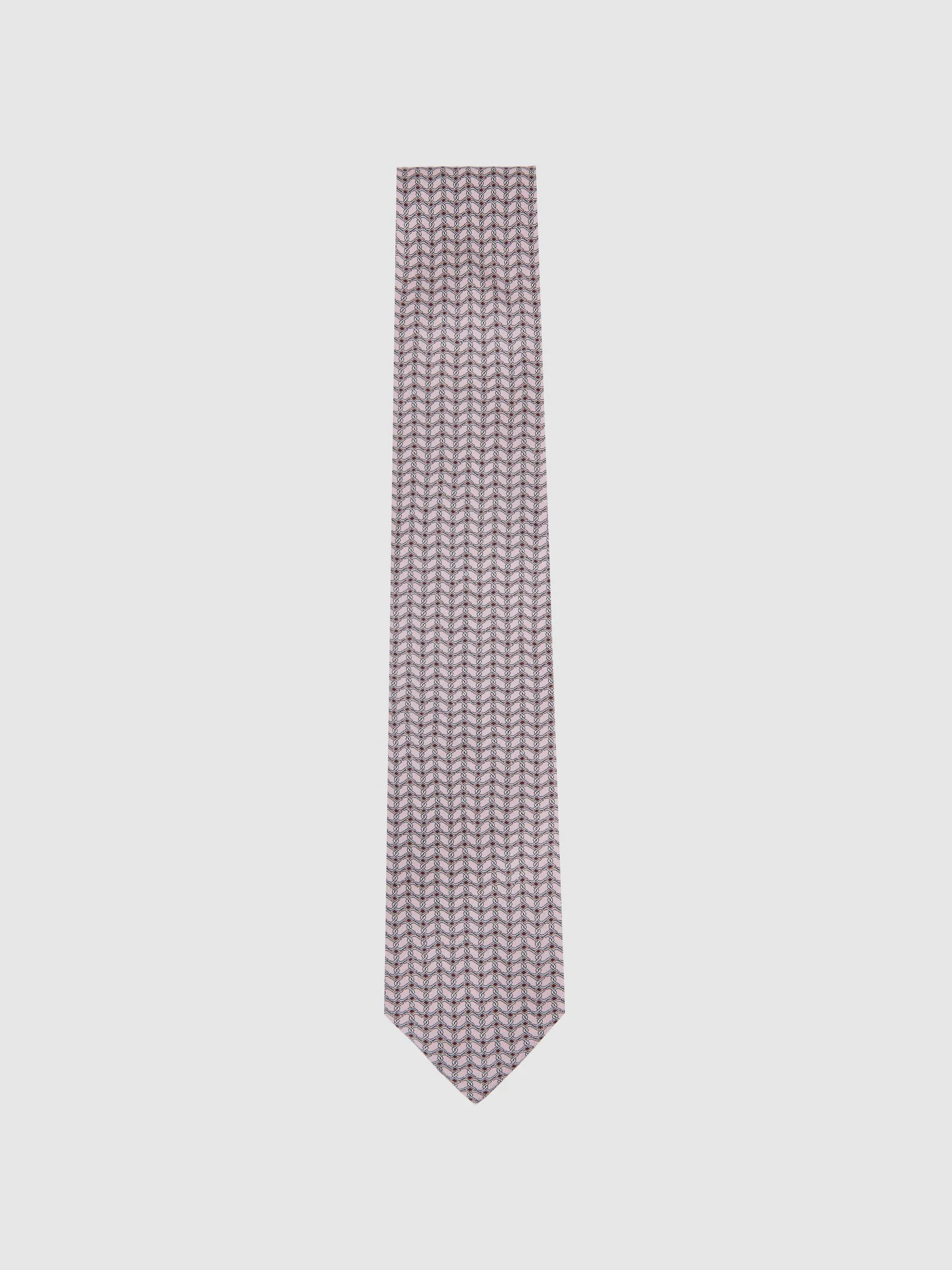 Zachtroze - Reiss Bernardo Silk Geometric-Chain Print Tie