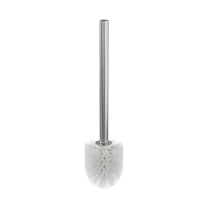 Brosse WC manche acier inoxydable brosse en polypropylène blanche Ø7,5 x H.33 cm