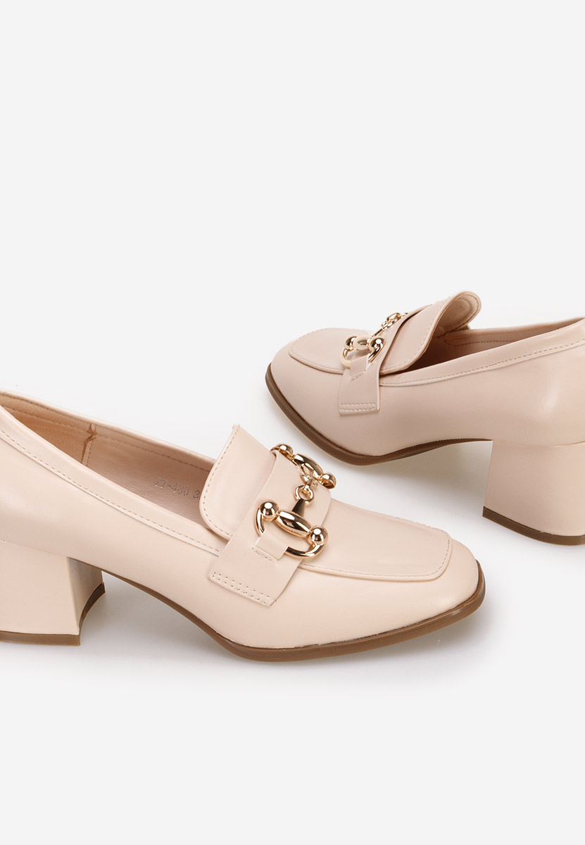 Mocassins à talon beige Ixea