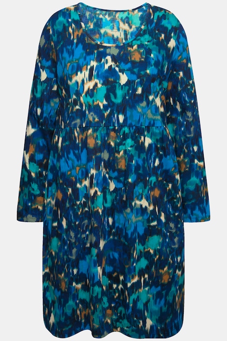 Jerseykleid, A-Linie, Rundhals, Langarm