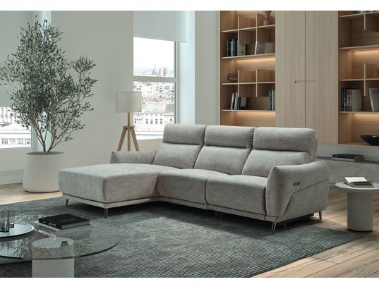 CONCEPT1 - Canapé tissu Munich 2 relax électrique gris angle gauche