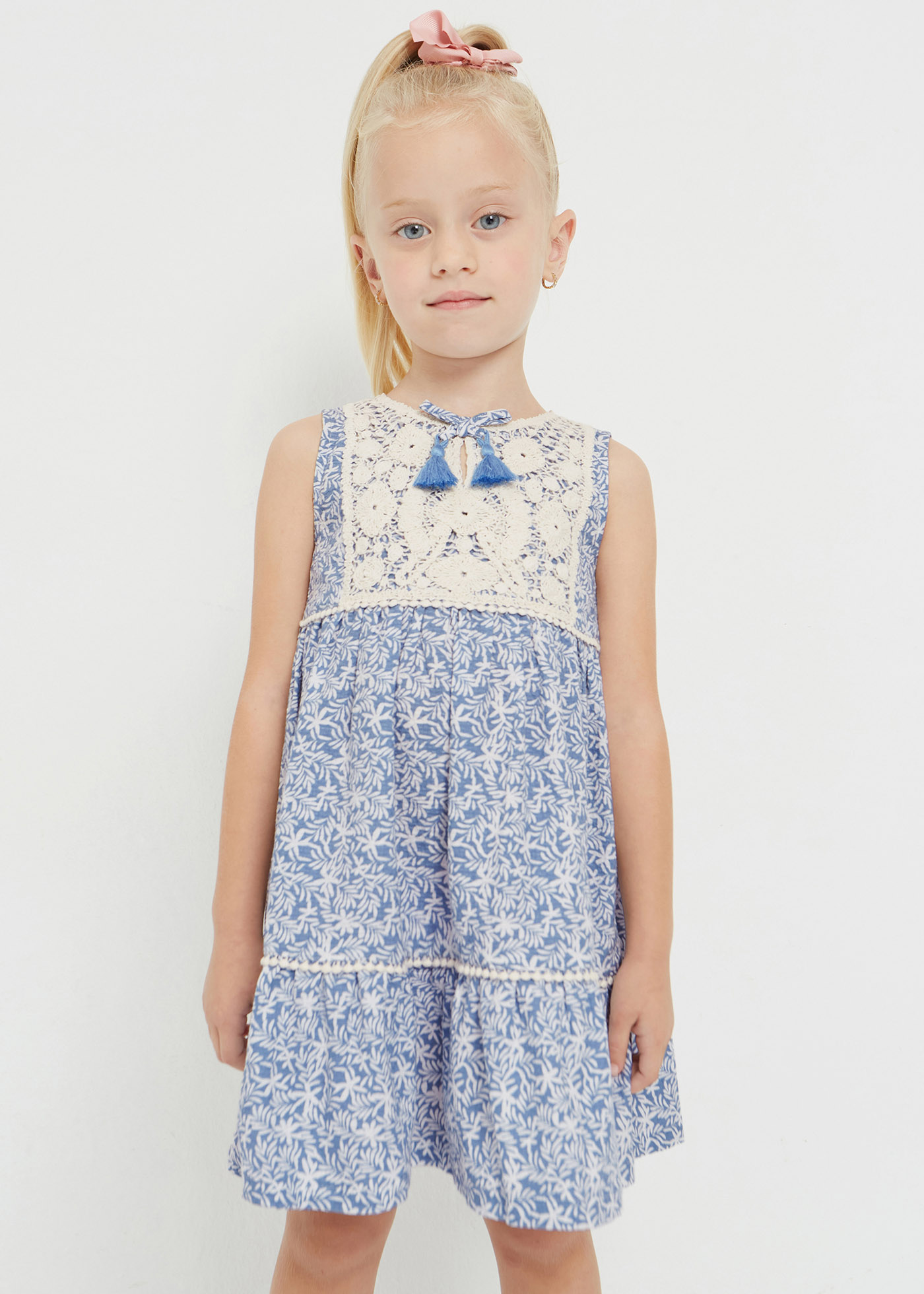 Vestido de crochê de algodão para meninas