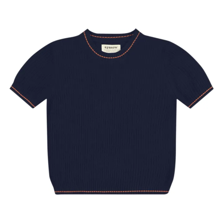 Aymara Pull Fin Sienna Lin et Coton Bio | Bleu marine