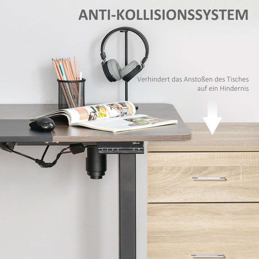 Vinsetto PC-Tisch elektrisch höhenverstellbar, LED-Anzeige Schwarz