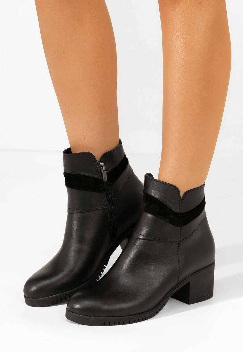 Bottines à gros talon noires Marlana